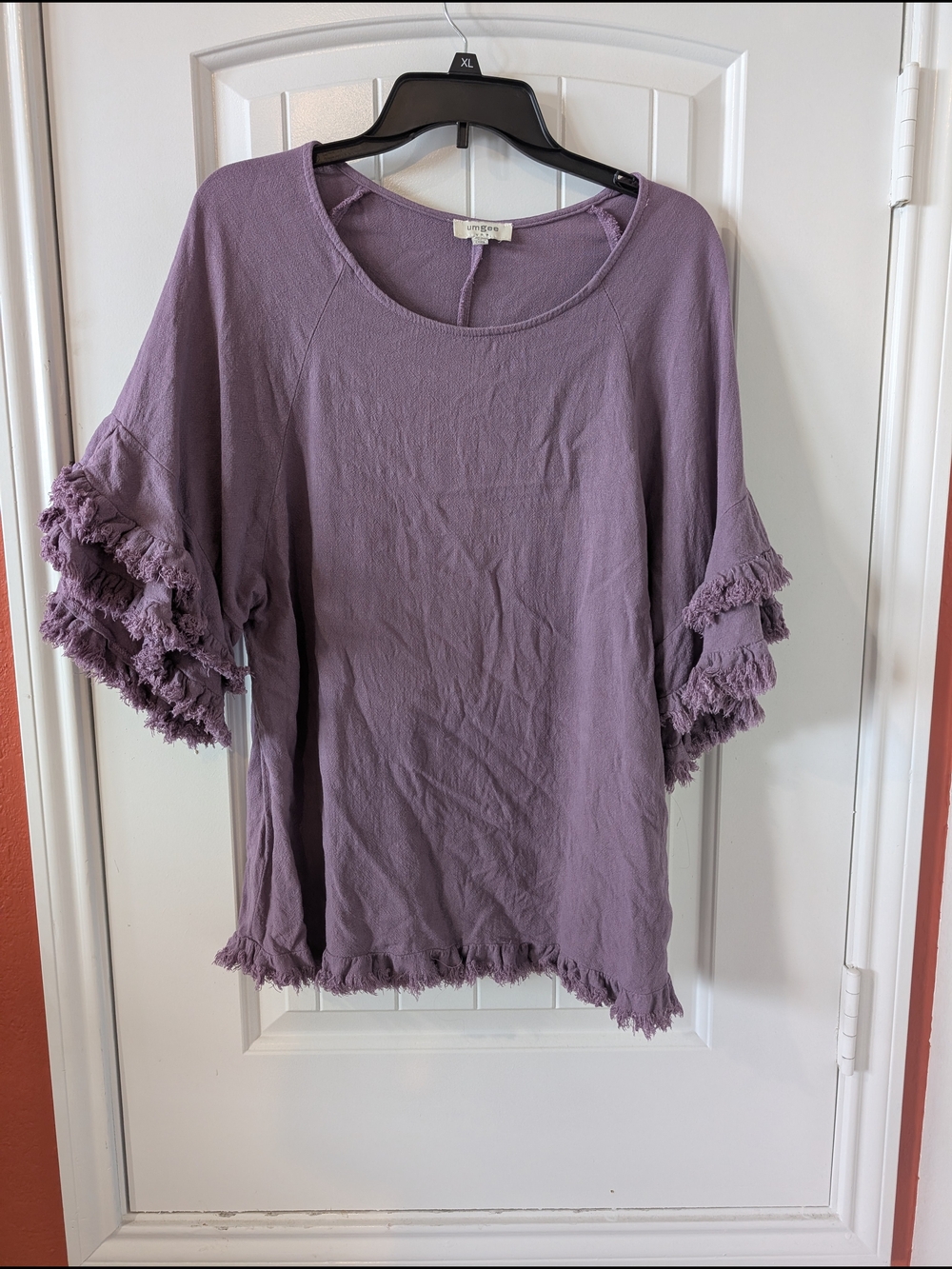 Umgee, Soft Fringe Sleeve Lavender Women's Top